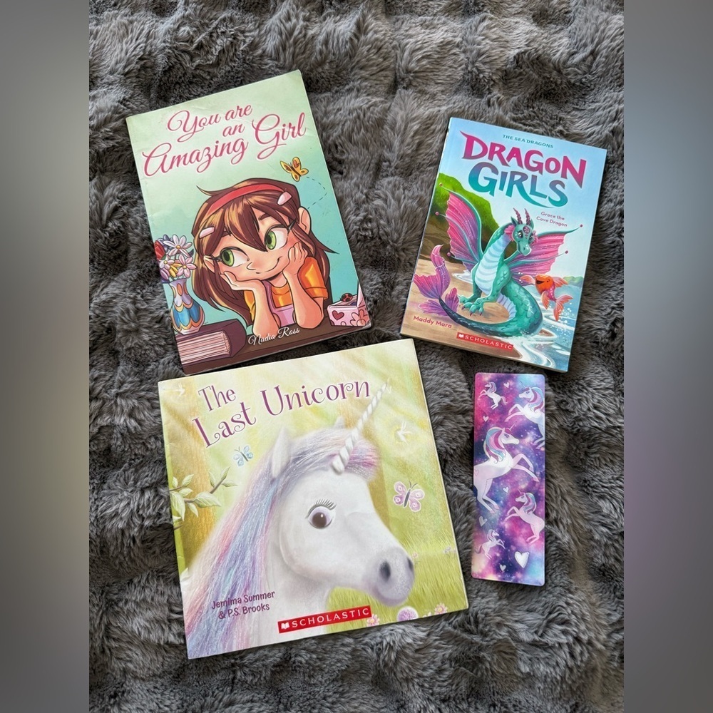 Bundle of 3 books and 1 unicorn bookmark